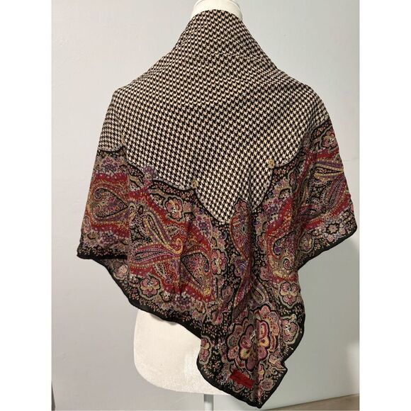 Ralph Lauren 100% silk scarves wrap paisley houndstooth check print - Picture 4 of 8